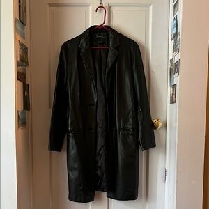 Black Leather Women's Coat